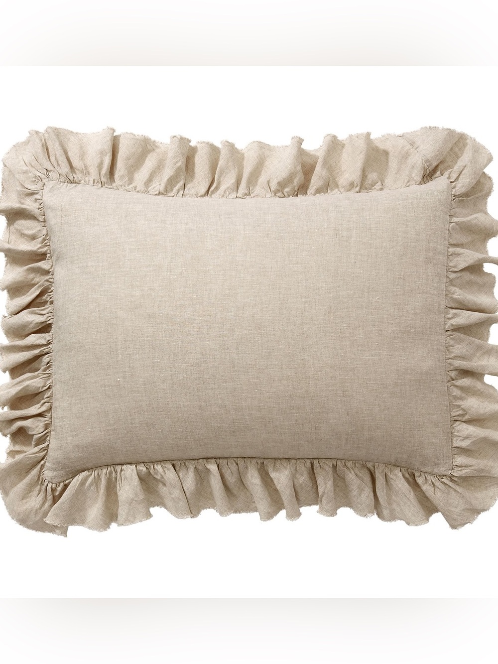 POTTERY BARN BELGIAN FLAX LINEN RUFFLE STANDARD SHAM